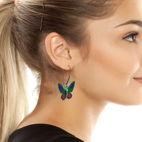 Vista 2 de Betsey Johnson Pendientes colgantes de mariposa