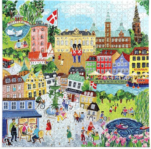 Vista 2 de eeBoo Rompecabezas de 1000 piezas, rompecabezas de Copenhague para adultos, cuadrado de 23 x 23 pulgadas, fabricado con tablero reciclado y tinta a