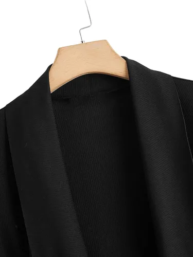 Vista 3 de SOLY HUX Chaqueta tipo cárdigan sin mangas con solapa y cinturón para mujer, talla grande