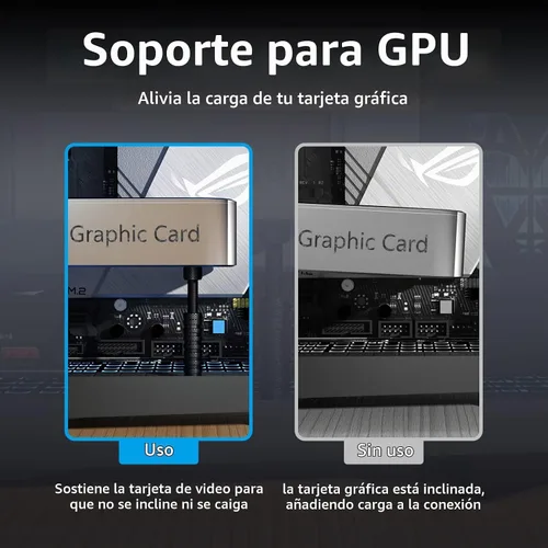 Vista 2 de Soporte de GPU Ausvrkkit, soporte de hundimiento de GPU de 2.75-4.52 pulgadas con lámina antideslizante, soporte de GPU para prevenir el hundimiento