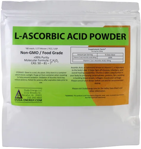 Vista 5 de L-Ascórbico, Ácido en Polvo 99.98+%, Grado alimenticio USP/BP Cristales de fermentación natural blanco puro forma de vitamina C - elige