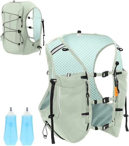 Vista 14 de Sportsnew Chaleco para correr para mujeres y hombres, mochila ligera de hidratación de 10L con bolsillo impermeable para teléfono, paquete