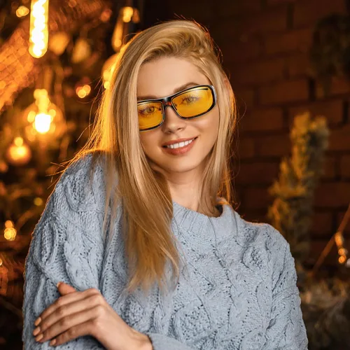 Vista 5 de URUMQI Gafas de conducción de visión nocturna para hombres y mujeres, lentes polarizados antirreflejos, lentes de alta definición amarillas