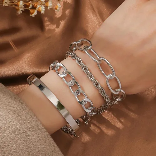 Vista 25 de Long tiantian Pulsera de oro gruesa para mujer, pulseras de oro delicadas, pulseras para mujer, pulseras apilables de eslabones de cadena
