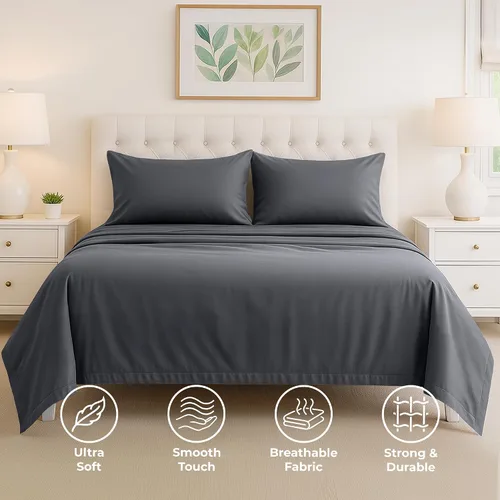 Vista 84 de Pure Bedding Juego de Sábanas Twin - Sábanas de Cama de Microfibra Ultra-Suave 1800 - Doble Cepillado - Bolsillos Profundos - Ajuste Fácil - Extra