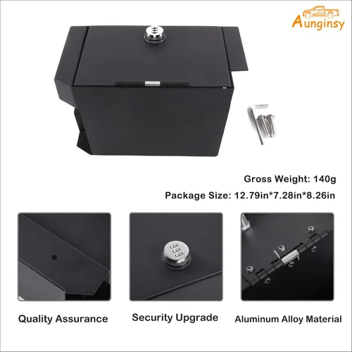 Vista 5 de Aunginsy Caja de seguridad para consola central de automóvil, almacenamiento de reposabrazos compatible con Toyota Tundra 2022-2026, caja de bloqueo