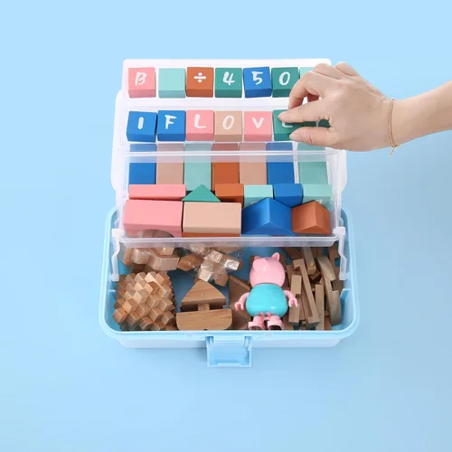 Vista 6 de Caja Organizadora Plegable Versátil de Tres Capas de 11(pulg), Ideal para Arte y Manualidades, Juguetes, Suministros de Costura, Joyería