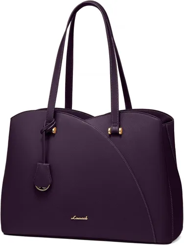 Vista 14 de LOVEVOOK Bolso de mano para laptop para mujeres, bolsos de trabajo, bolso para laptop para maestros, bolso de computadora de cuero, carteras Negro