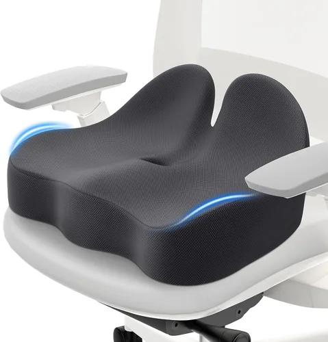 Vista 8 de Cushzone Cojín para Asiento, Cojines de Espuma de Memoria para Silla de Oficina, Diseño Ergonómico Curvo para Ciática, Coxis, Cóccix, Respaldo