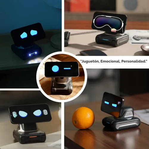 Vista 4 de LOOI Robot-Space Black-AI Compañero de escritorio, interacción de voz ChatGPT y Gemini, comprensión visual, personalidad y memoria, carga