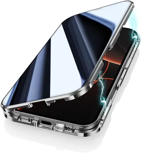 Vista 17 de Funda antimiradas con cerradura para iPhone 13 Pro, funda magnética de vidrio con protector de lente de cámara integrado, protector de pantalla