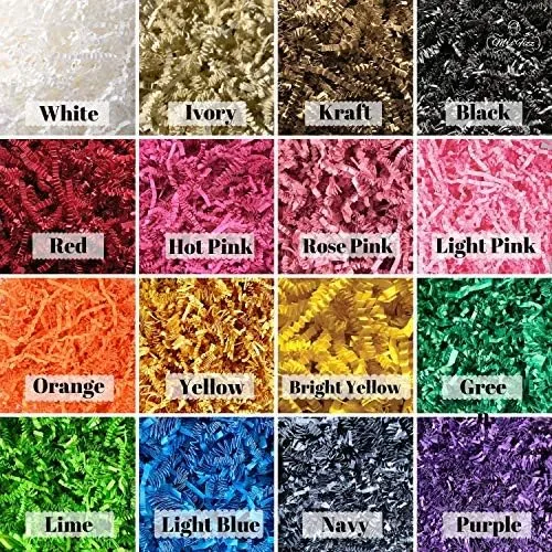 Vista 8 de Relleno de papel de corte arrugado para embalaje y llenado de cestas de regalo (0.5 libras), rosa