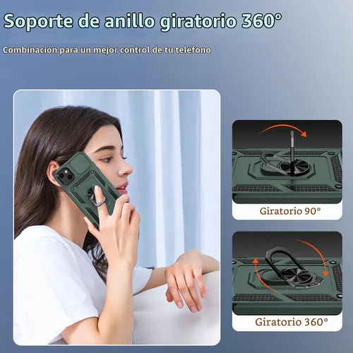 Vista 5 de Funda para iPhone 13 Mini con cubierta para lente de cámara, protector de pantalla HD, protección contra caídas de grado militar de 10 pies, soporte