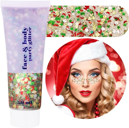 Vista 20 de Gel de purpurina blanca para la cara, purpurina corporal de sirena, festival, rave, carnaval, Halloween, cabello, lentejuelas para el cabello