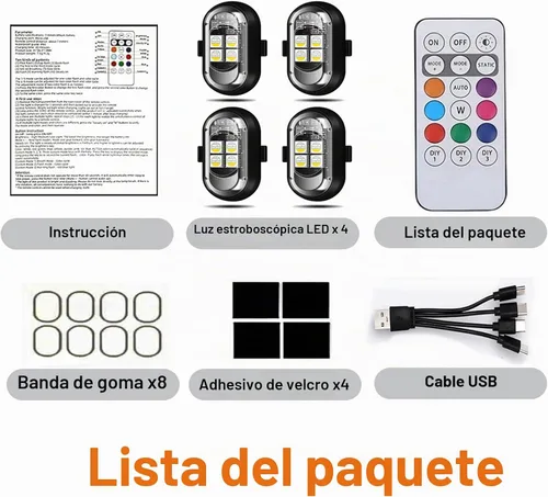 Vista 6 de Luces Estroboscópicas de Advertencia LED Inalámbricas Mejoradas de 4 Lámparas de Alta Luminosidad de 4 Grupos 8 Colores, Luces Impermeables