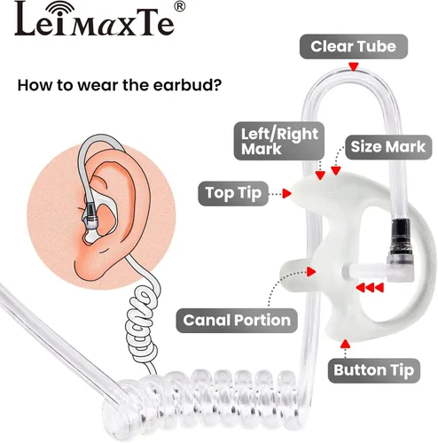 Vista 3 de Moldes de oído para auriculares de tubo acústico de radio bidireccional, kits de audio Earmold, auriculares de vigilancia