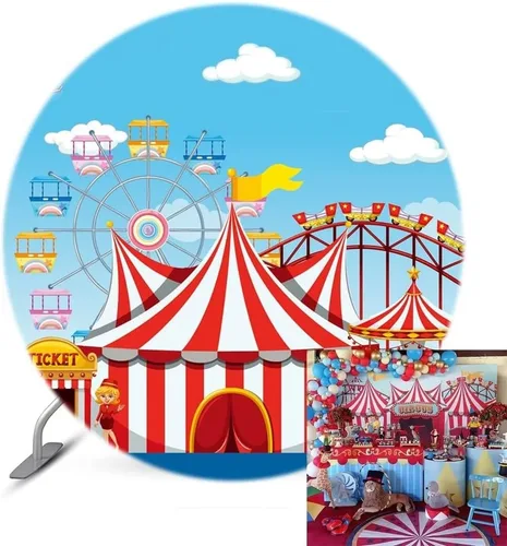 Vista 6 de Carpa de circo redonda de 6 x 6 pies para carnaval, fiesta de cumpleaños, suministros para fotografía de fondo, aniversario, banquete, baby shower