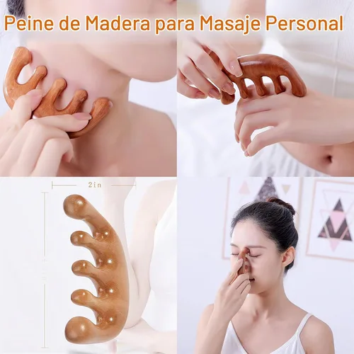 Vista 4 de Herramientas de masaje de terapia de madera, kit de maderoterapia, herramientas de escultura corporal para drenaje linfático y anticelulitis.