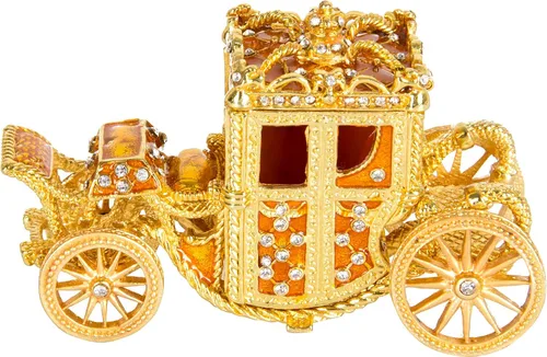 Vista 12 de QIFU Caja de joyería con forma de carruaje de calabaza esmaltado pintado a mano con bisagras - Regalo único para la familia Carro 1 Púrpura