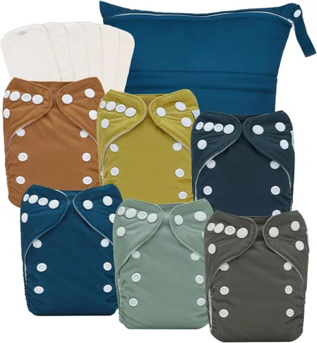 Vista 26 de babygoal Pañales de tela para recién nacidos, paquete de 13 unidades para niños prematuros de 5-12 libras, 6 unidades con 6 insertos y bolsa