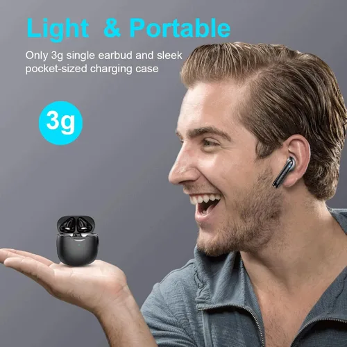 Vista 5 de Auriculares inalámbricos, auriculares Bluetooth 5.4 con graves estéreo, auriculares Bluetooth en el oído con cancelación de ruido y micrófono