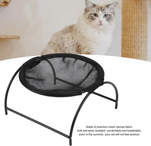 Vista 3 de Cama hamaca para gatos, lona de acero inoxidable, desmontable, elevada, para perros pequeños, cachorros, cama para mascotas para dormir