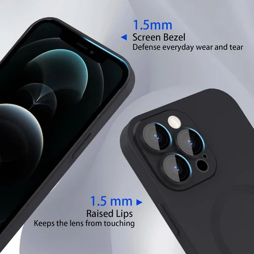 Vista 3 de ankofave Funda magnética para iPhone 12 Pro Max para mujer, a prueba de golpes, diseño metálico de lujo mate con protector completo de lente
