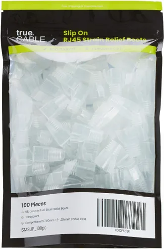 Vista 2 de trueCABLE - Botas de alivio de tensión RJ45, cubierta de PVC de 0.157 pulgadas, transparente, 100 piezas 0.276 in - Pequeño