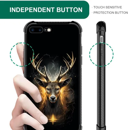 Vista 3 de DJSOK Funda compatible con iPhone 7/8/SE2, funda de ciervo de oro negro para iPhone 7, para niños y niñas, a prueba de golpes, resistente a