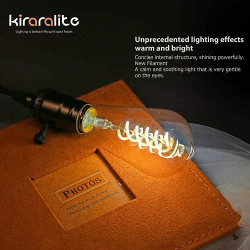 Vista 3 de Paquete de 6 bombillas Edison ST19 ST58, bombillas LED vintage, blanco suave de 2700 K, bombilla de filamento LED en espiral flexible antiguo, St58