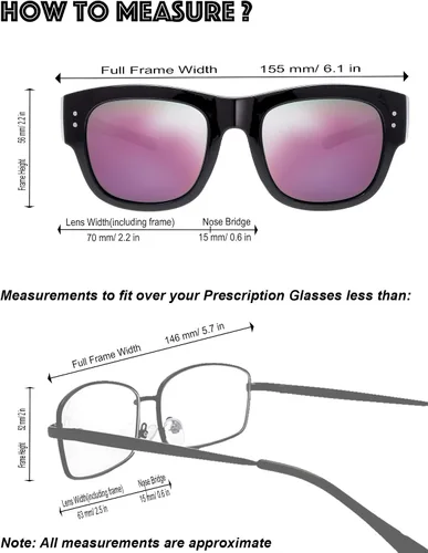 Vista 3 de The Fresh - Lentes de sol polarizados, de alta definición y envolventes para uso sobre anteojos - Estuche de piel para anteojos
