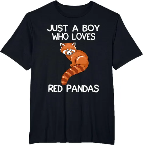 Vista 72 de Just A Boy Who Loves Red Pandas Gift - Camiseta con diseño de panda roja, Negro, S