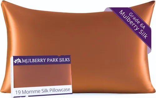 Vista 17 de Mulberry Park Funda de almohada 100% seda, 19 momme, seda de morera grado 6A, cierre de sobre profundo, color negro/estándar (20 x 26 pulgadas)