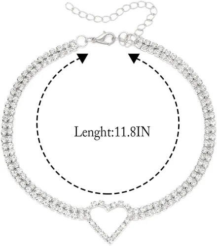 Vista 10 de JAKAWIN Gargantilla de corazón con diamantes de imitación, gargantilla de cristal para mujer