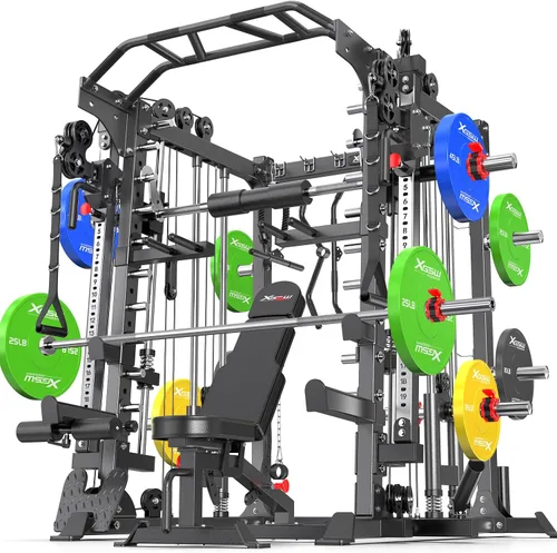 Vista 31 de Rack Multiusos para Sentadillas, Conjunto de Rack de Pesas Smith Machine con Sistema de Crossover de Cables, Racks de Potencia para Gimnasio