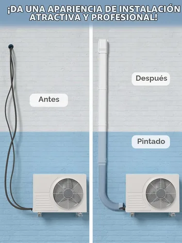 Vista 6 de Juego de cubierta de línea de PVC decorativo para mini split y aire acondicionado central de 4 pulgadas de ancho y 9 pies de largo, para sistemas