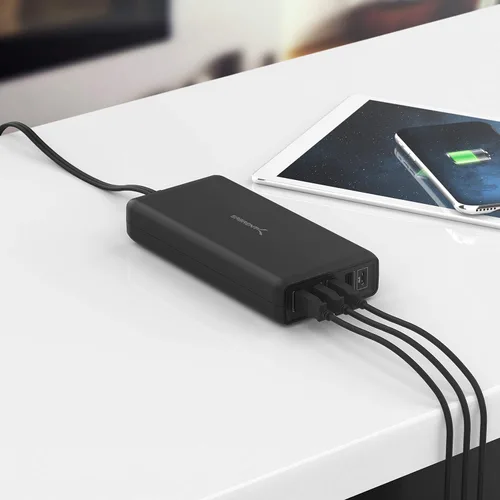Vista 6 de SABRENT Estación de carga de cargador inteligente USB A y USB tipo C PD de 5 puertos de 114 W (AX-LPD5)