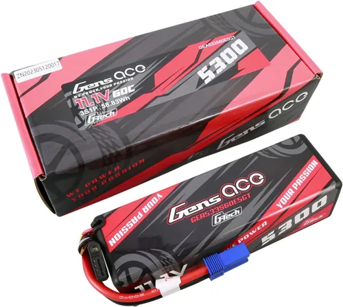 Vista 5 de Gens ace G-Tech 5300mAh 11.1V 60C 3S Lipo Batería HardCase 15 # con EC5 Plug