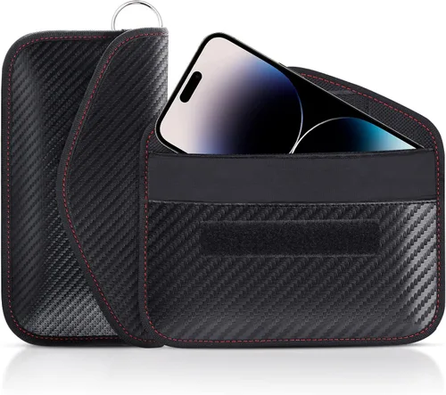 Vista 7 de lanpard Bolsa Faraday para Llaves de Coche, Bolsa Faraday, Soporte de Bloqueo de Señal RFID para Coche, Protector de Llavero, Jaula de Llavero