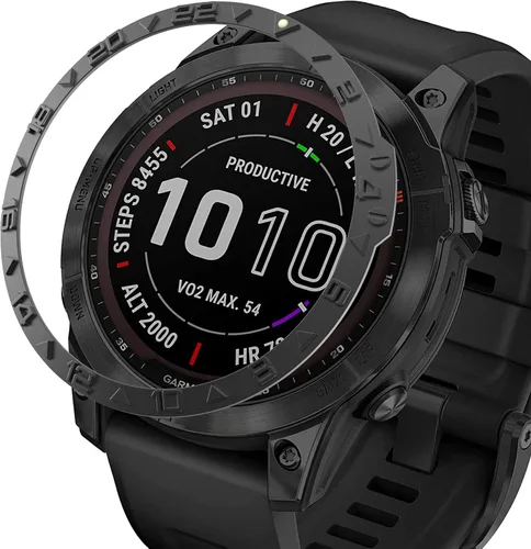 Vista 13 de Anillo de bisel compatible con Garmin Fenix 7 Sapphire Solar/Fenix 7 Solar, anillo de bisel de acero inoxidable, cubierta adhesiva antiarañazos
