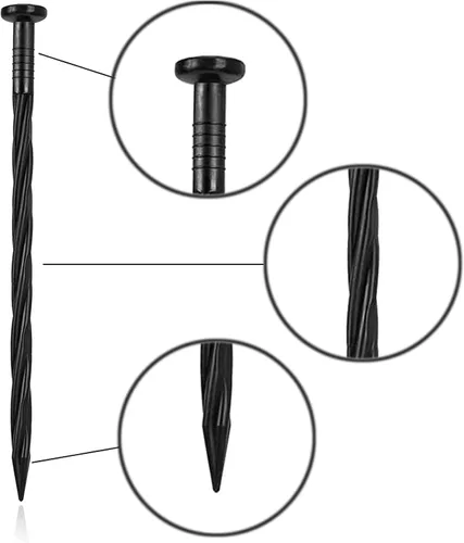 Vista 3 de Espigas de anclaje de paisaje en espiral 8 en 60 piezas de plástico para césped artificial, adoquín, barrera de malezas, carpintería, tienda