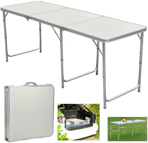 Vista 3 de Mesa plegable portátil de aluminio de 6 pies en/mesa de picnic al aire libre para cenar para acampar