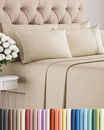 Vista 37 de Juego de sábanas Twin de 4 piezas - Cómodo, transpirable y refrescante - Juego de ropa de cama de lujo de hotel ultrasuave con bolsillos profundos