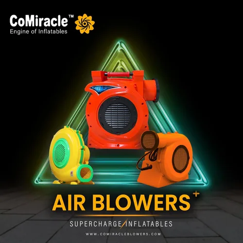 Vista 5 de Soplador turbo inflable comercial de 2 HP de doble admisión de aire, compacto y eficiente de energía para casa inflable grande, tobogán de agua