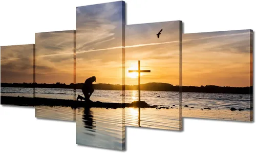 Vista 53 de TUMOVO Decoración de pared de iglesia cristiana de 3 paneles, imágenes de la resurrección de Jesús para sala de estar, dormitorio, cocina
