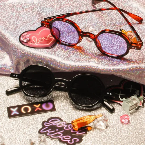 Vista 6 de Gafas de sol hippy poligonal pequeñas vintage de los años 60 para hombres y mujeres, divertidas, octogonales, clásicas, redondas