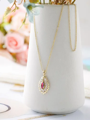 Vista 5 de Collar colgante ovalado de cristal para mujer, chapado en globo, bisutería