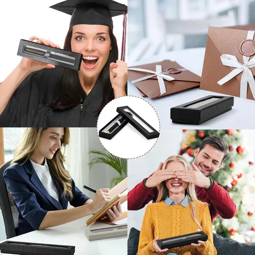 Vista 6 de Colarr Caja de regalo de 36 bolígrafos, caja vacía para bolígrafos con cojín tapa transparente, vitrina de joyería para colección de regalos, Negro