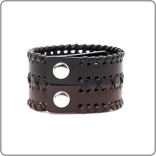 Vista 3 de Punk Rock - Pulsera de cuero trenzado ancho