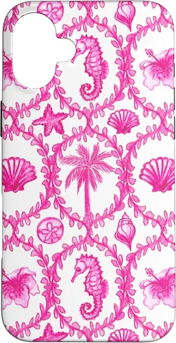 Vista 22 de Funda rosa hawaiana para iPhone 16 Coastal Nieta Coco Girl Preppy
